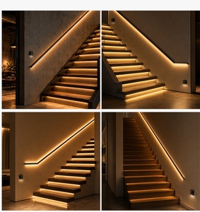Bande lumineuse COB à double capteur de mouvement pour marches d'escalier de villa, sans fil, lumière chaude, capteur de mouvement pour couloir, passage, chambre, <span class=keywords><strong>miroir</strong></span> - Product Image 5