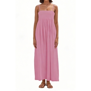 Women's Cami Maxi Dress <b>Square</b> Neck <b>Adjustable</b> Spaghetti Strap Ruffle A-Line Long Dress Summer Beach Sundress Fashion - Product Image 5