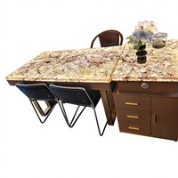 Table à manger photoélectrique de luxe moderne en marbre rétroéclairé Brother Stone avec bord lumineux LED