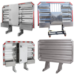 세미 트럭 용 거울 마감 도어 두통 랙 3 개가있는 68 "X 80" 알루미늄 평판 트레일러 캡 랙 - Product Image 3