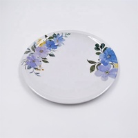 Assiettes plates rondes en mélamine écologiques avec motif floral personnalisé, vaisselle en plastique de différentes tailles pour la restauration