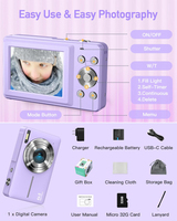 Kamera Foto Profesional Vlog 32GB Kamera Digital Anak dengan Full HD 5MP Smile Capture Zoom Digital 16x Layar 2,4 inci