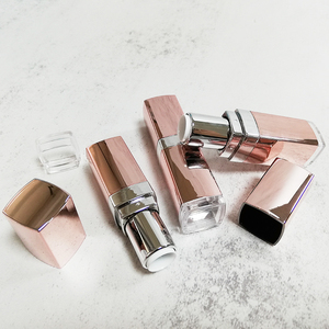 Empty Square <b>Lipstick</b> Tube Luxury Rose Gold Metallic Lip Balm Container ABS Lip Makeup Packaging Silk Screen Printed for <b>Custom</b> - Product Image 5