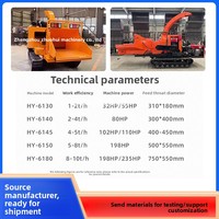 Broyeur de bois multifonctionnel sur chenilles, pour branches, pailles, bambou, machine à découper le bois humide/sec, moteur industriel 2T/H