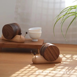 Wooden Snail Coaster For Home Coffee Table <b>Teacup</b> Heat Insulation Mat Tableware Mat Circular Irregular Shape Cartoon Design - Product Image 4