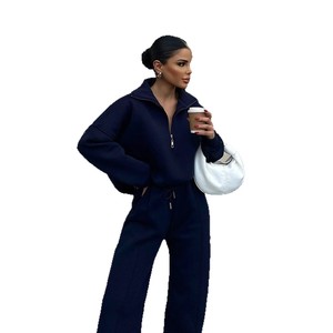 Completo Due Pezzi da Donna Tinta Unita Casual Lungo alla Moda Anti-pilling Stile <span class=keywords><strong>Primavera</strong></span> <span class=keywords><strong>e</strong></span> Autunno - Product Image 5