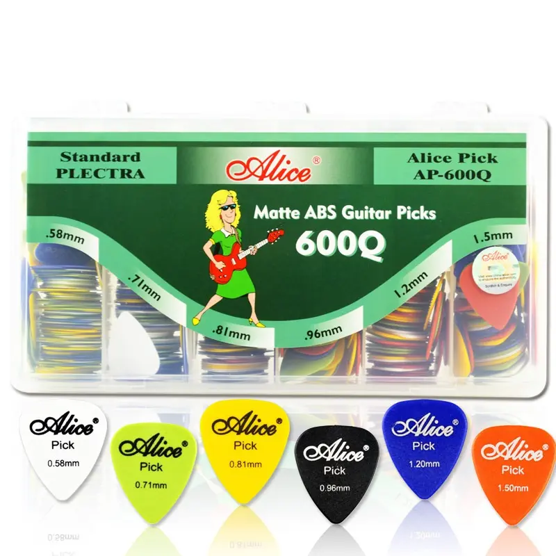Non-slip ABS Guitar Picks AP-600Q Alice Acoustic Guitar Picks 0.58MM-1.5MM Thicknesses for sales