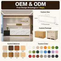 Comptoir de réception moderne en bois écologique pour hôtel et bureau, avec espace de rangement, mobilier commercial sur mesure pour bar et caisse