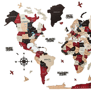 New Home Quà Tặng văn phòng lớn 3D Bản đồ thế giới tường bản đồ bằng gỗ cho trang trí nội thất - Product Image 2