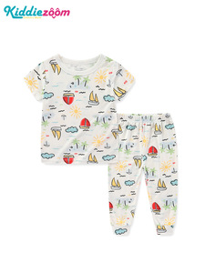 Estivo ragazzo traspirante in cotone Bamboo <span class=keywords><strong>pigiama</strong></span> Pullover a manica corta antibatterico abbigliamento per la casa Set di abbigliamento del sud-est asiatico - Product Image 6