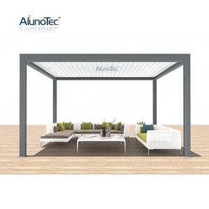 AlunoTec थोक पिछवाड़े आउटडोर लौवर मंडप एल्यूमीनियम उद्यान मोटर चालित Gazebo धातु मंडम - Product Image 5