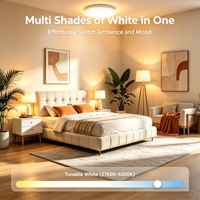 Plafonnier LED encastré intelligent 8 pouces CW 1800LM Tuya Wifi pour Alexa Google, contrôle par application, intensité variable, pour la maison