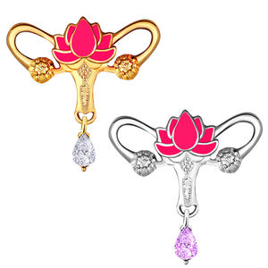 Broches pour femme en émail doux, broches pour l'utérus, lotus, badges de revers, bijoux de médecine, cadeau pour étudiants en médecine, amis - Product Image 2