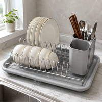 Égouttoir à vaisselle en acier inoxydable avec bac de récupération en PP, support de comptoir de cuisine pour assiettes et bols, organisateur de couverts OEM ODM