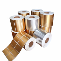 Rouleau personnalisé en PET, étiquette autocollante en aluminium métallisé résistant à la chaleur, étiquette autocollante en vinyle en Polyester brossé or