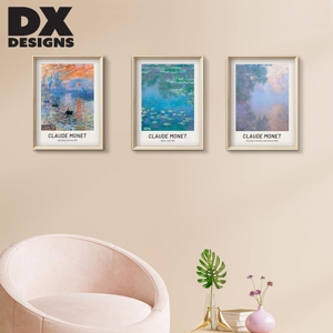 Lot de 3 tableaux encadrés 30x40 cm Claude Monet, <span class=keywords><strong>Impression</strong></span> Sunrise, Nénuphars, impressions sur toile pour salon, chambre, décoration intérieure - Product Image 4