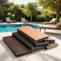 Terrasse en WPC massif - Terrasse écologique imperméable à l'eau avec système d'assemblage - Surface lisse - Style européen traditionnel pour cour et usage extérieur