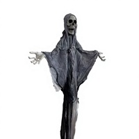 Spectre Suspendu d'Halloween Effrayant : Esprit Squelette avec Robe Grise pour Décoration de Fête et Accessoires de Maison Hantée – Vente en Gros