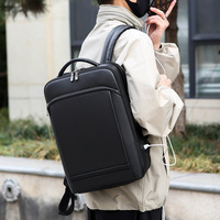 Sac à dos en PU haut de gamme, style coréen, pour affaires et trajets quotidiens, grande capacité, sac pour ordinateur, bretelles à coussin d'air, réduction de la charge pour hommes