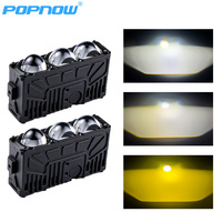 Éclairage auxiliaire extérieur pour voiture et moto, lumière auxiliaire 3000K 4300K 6500K, trois couleurs, 3 yeux, lumière LED pour calandre