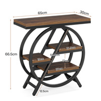 Table basse de style américain moderne rustique industriel, structure en métal géométrique, 3 niveaux, bois écologique, meubles de salon