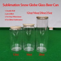 Boîte en verre de globe de neige de Sublimation à Double paroi avec couvercle en bambou et paille cadeaux personnalisés pré-percés