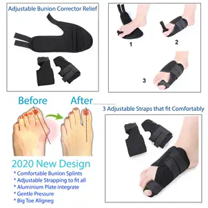 Correcteur d'oignon et Kit de soulagement de la douleur Hallux Valgus, redresseur de gros orteils, attelle réglable, manchons, séparateur d'orteils - Product Image 6