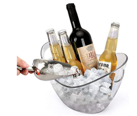 Prix bon marché champagne en plastique bière vin seau à glace avec logo personnalisé acrylique bière seau à glace en plastique pour la russie VB or Glen Avon