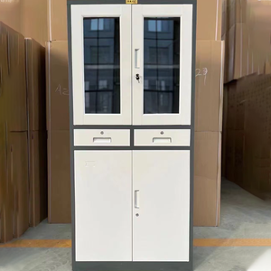 Armoire de rangement métallique chinoise à 4 portes, armoire de bureau métallique avec <span class=keywords><strong>porte</strong></span> vitrée, <span class=keywords><strong>tiroir</strong></span>, armoire de classement métallique, mobilier de bureau - Product Image 3