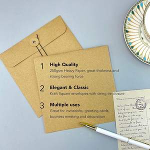 사용자 정의 카드 봉투 광장 작은 다크 브라운 크래프트 종이 문자열 비즈니스 귀여운 빈티지 봉투 버튼과 문자열 넥타이 폐쇄 걸쇠 - Product Image 4
