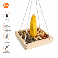 Mangeoires à oiseaux en bois de cèdre naturel, plateforme carrée suspendue pour jardin extérieur, cour arrière, décoration pour la faune sauvage