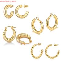 Dropshipping Products 2025 Trend Exclusive Gold Plated Geometric Hoops Earrings Fashion Statement Jewelry for Women Gift