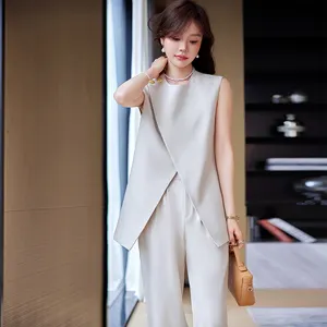 White Suit Vest Suit Female Summer Thin Little High Sense Professional Dress Sleeveless Vest Two-piece Suit