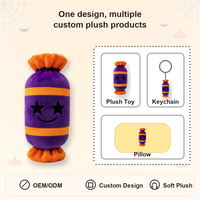 Peluche Sucette d'Halloween Personnalisée, Douce et Rembourrée, à Rayures, avec Yeux Étoilés, Cadeau Sucré, Décoration de Fête, Faible MOQ, OEM ODM