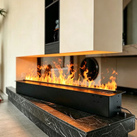 Cheminée électrique 3D à vapeur LED intégrée en métal pour la décoration d'hôtels et de commerces – Design d'intérieur moderne