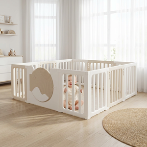Parque infantil de plástico HDPE sin BPA, juego de 10 paneles entrelazables con puerta de acceso, seguro <span class=keywords><strong>para</strong></span> interiores, certificado CE - Product Image 1
