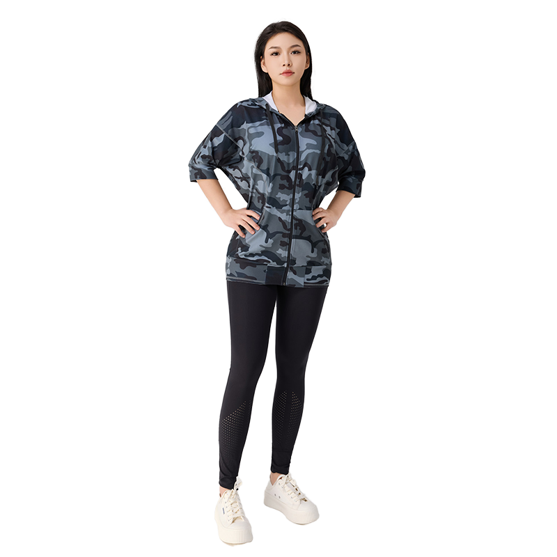 Women Gym Outstanding Quality Camouflage Seamless Sportswear Fitness Workout Tight Zipper Collar Women Yoga Top
