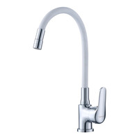 Robinet de cuisine classique à corps unique en laiton, universel, chaud et froid, pour évier, lavabo, avec tuyau, argent, fonction de rotation, balcon, hôtel