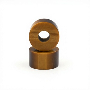 Perles cylindriques plates en œil de tigre brun naturel de haute qualité, 14x8x5mm, trou de 5mm, poli miroir, certifiées, en vrac - Product Image 1