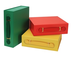 New Creative Folding <b>Box</b> Portable Empty Clothing Souvenir Birthday <b>Gift</b> Packaging <b>Box</b> with Leather Handle - Product Image 2
