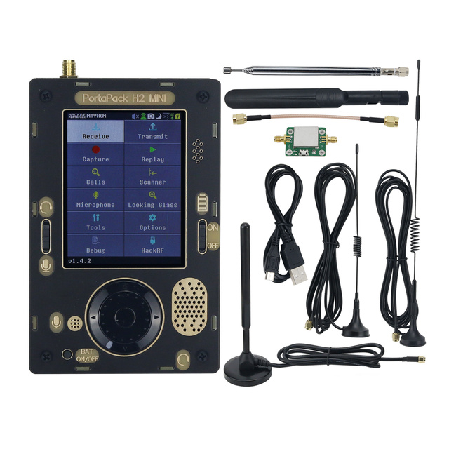 Portapack H2 Mini + HackRF One R9 V2.0.1 SDR Radio Receiver with Five Antennas and Signal Amplifier