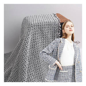 Jacquard chinês Tecido Pequeno Perfumado Preto Branco Tweed Pano De Lã Metálico Característica Tecido para Casaco Casa Têxteis Sacos Casamentos - Product Image 1
