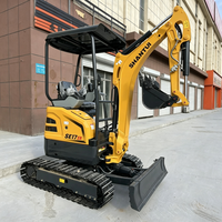 Excavatrice sur chenilles Shantui SE17 jaune, machine de construction compacte à moteur haute performance, capacité de la benne de 0,04 m³