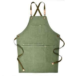 Tablier sans manches en toile de coton couleur unie avec logo personnalisé pour café, jardinage, peinture, usage en salon de thé, écologique - Product Image 4
