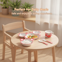 Nouvel ensemble de vaisselle pour enfants en fibre de bambou, motif dessin animé mignon et frais, assiette compartimentée en forme de crabe pour bébé, cadeau maternel et infantile