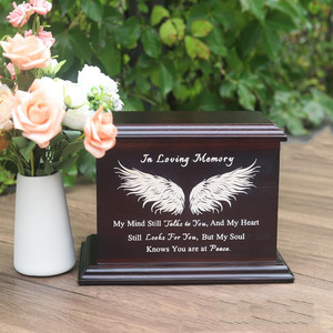 Wooden Pet <b>Urn</b> Rectangle Solid Wood Durable Memorial Box For <b>Cat</b> Dog Funeral Keepsake - Product Image 1