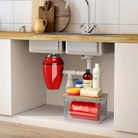 Lot de 2 supports extra larges pour sacs poubelles en PET avec poignées en bambou, distributeur de sacs poubelles sous l'évier, organisateur domestique de qualité alimentaire