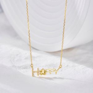 Collier personnalisé Dylam plaqué or 18 carats avec pendentif alphabet Happy en zircone cubique 5A CZ - Product Image 3