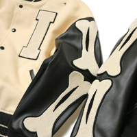 Veste de baseball Letterman coupe-vent d'hiver en polyester/coton avec manches brodées en chenille – Collection High Street – Grande Vente