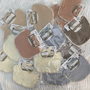 Pur coton bébé bavoir bandeau ensemble couleurs unies ensemble bébé Bandana bave bavoirs pour la dentition et la bave - Product Image 2